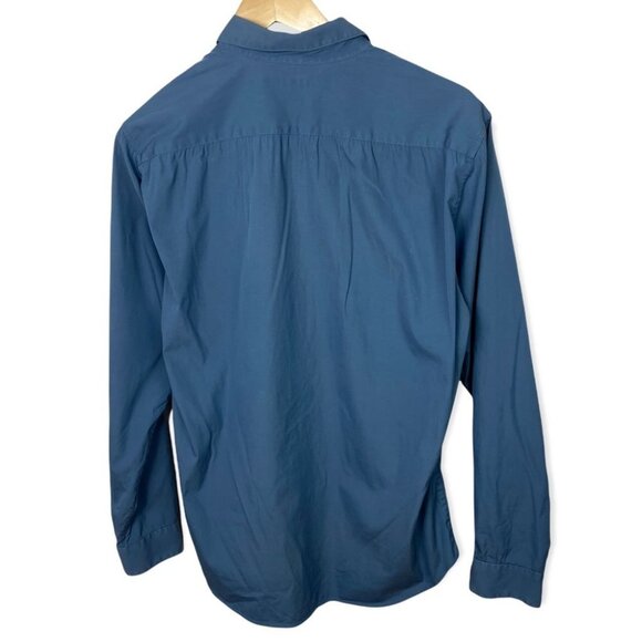 Theory Zack Ps Ostend Blue Button Up Dress Shirt Size Medium Stretch Long Sleeve - Picture 4 of 10